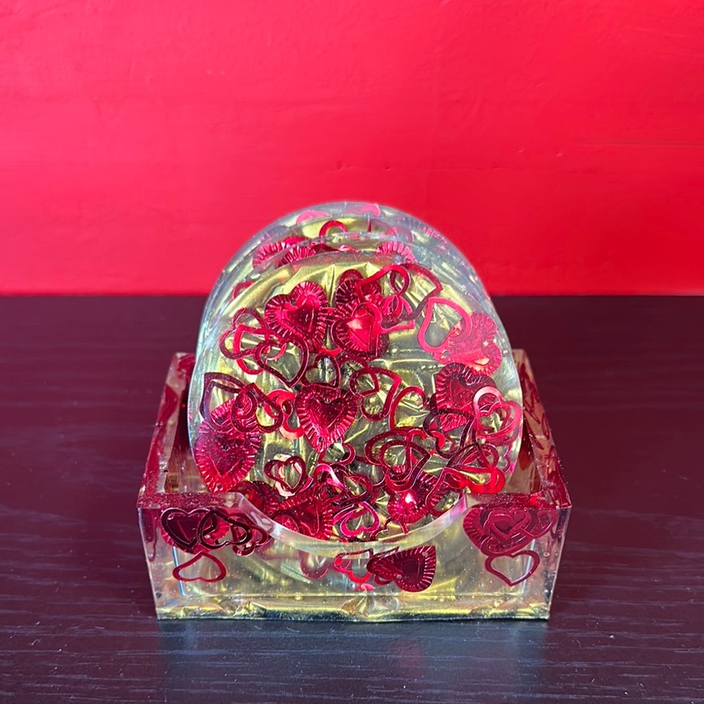 Red and Gold Drinkware with Intricate Floral Design